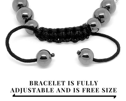 Hematite Macramé bracelet with CZ Crystals Beads - Tibetan Inspired Bracelet - Adjustable bracelet