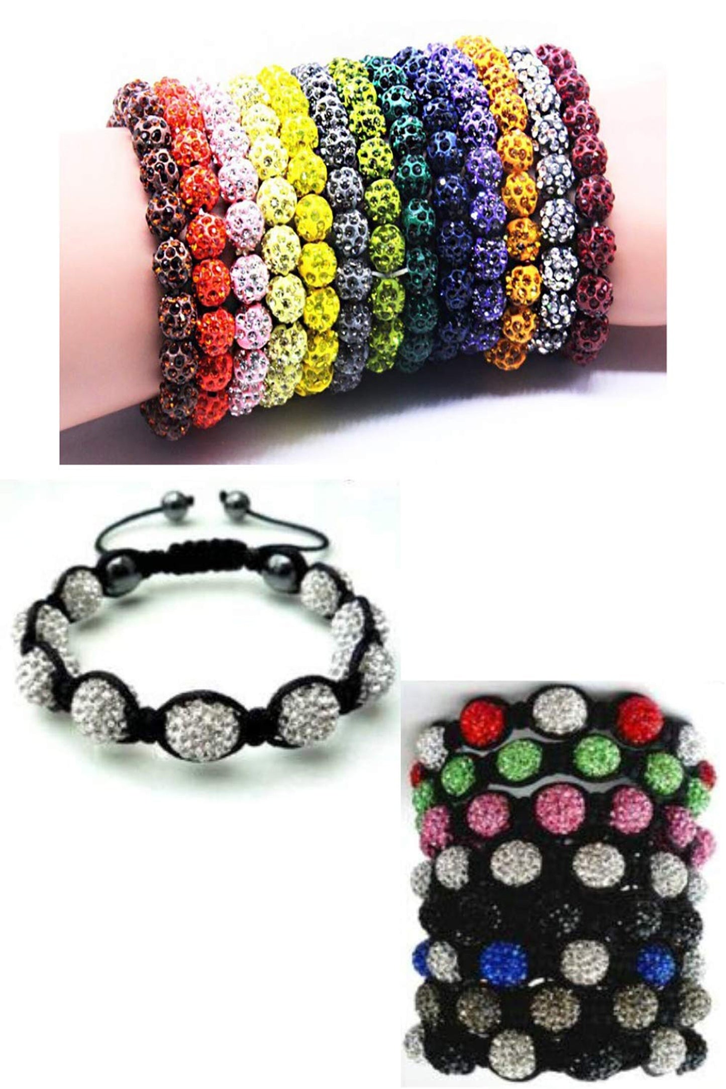 Handmade Bracelet Jewelry with CZ Crystals - Tibetan Inspired Bracelet - Macramé bracelet - Adjustable - Available in many colors