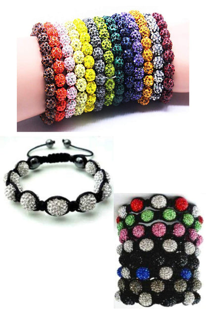 Disco Ball Handmade Bracelet with CZ Crystals - Tibetan Inspired Bracelet - Macramé bracelet - Available in many colors