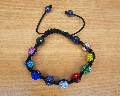 Disco Ball Handmade Bracelet with CZ Crystals - Tibetan Inspired Bracelet - Macramé bracelet - Available in many colors