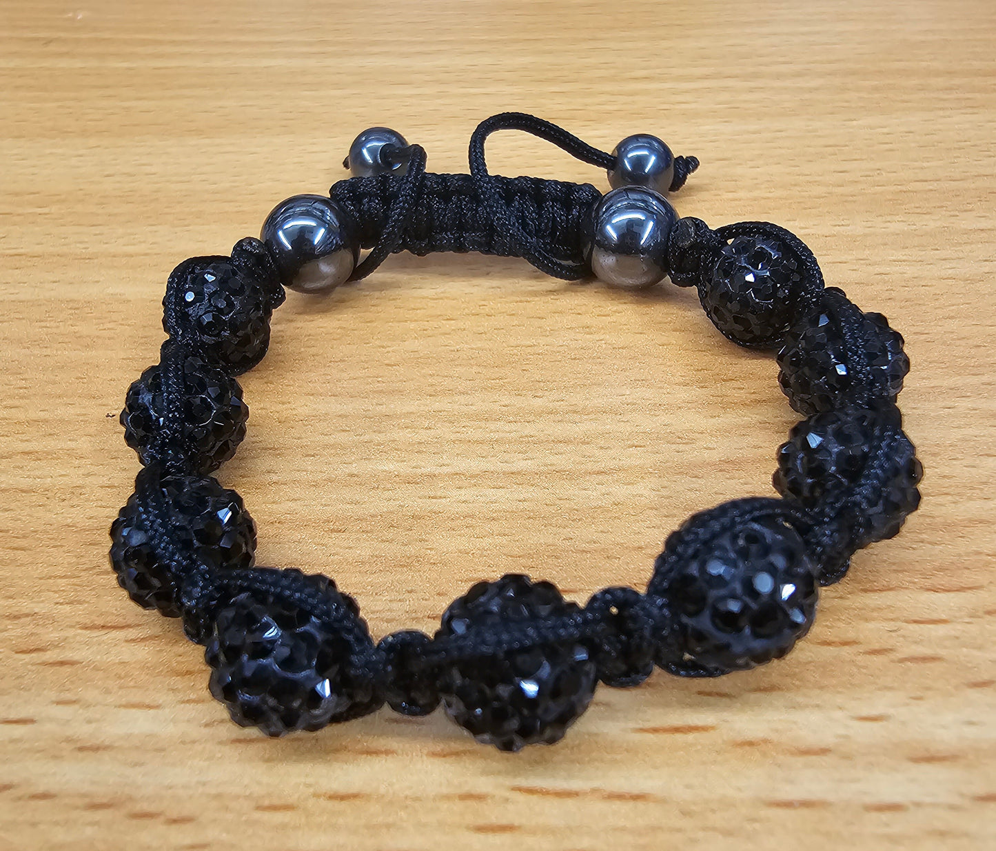 Iced Ball Bracelet Handmade Bracelet Filled with CZ Crystals- Tibetan Inspired Bracelet - Macramé bracelet - Hematite Beads