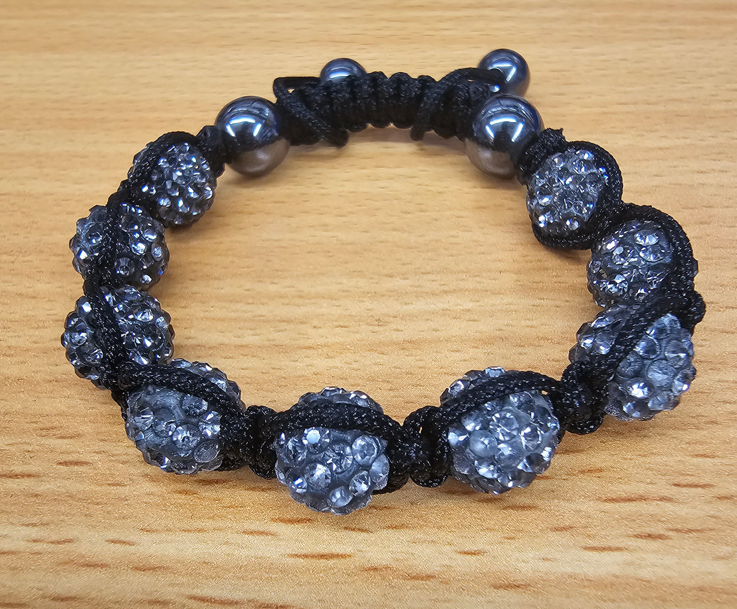 Iced Ball Bracelet Handmade Bracelet Filled with CZ Crystals- Tibetan Inspired Bracelet - Macramé bracelet - Hematite Beads