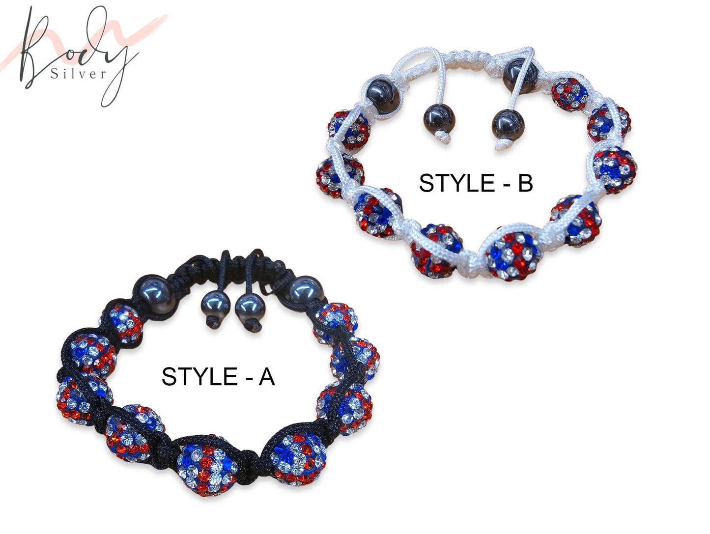 Union Flag, Union Jack Handmade Bracelet Filled with CZ Crystals - Macramé bracelet - Adjustable size in any Wrist