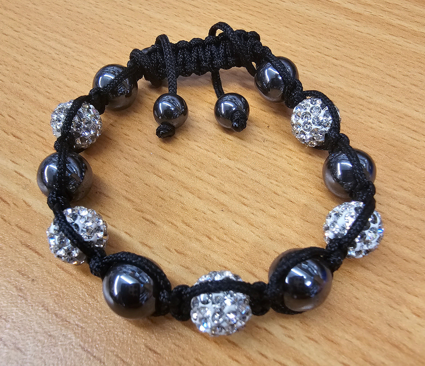 Hematite Bracelet Jewelry with CZ Crystals - Tibetan Inspired Bracelet - Macramé bracelet - Adjustable - Available in many colors