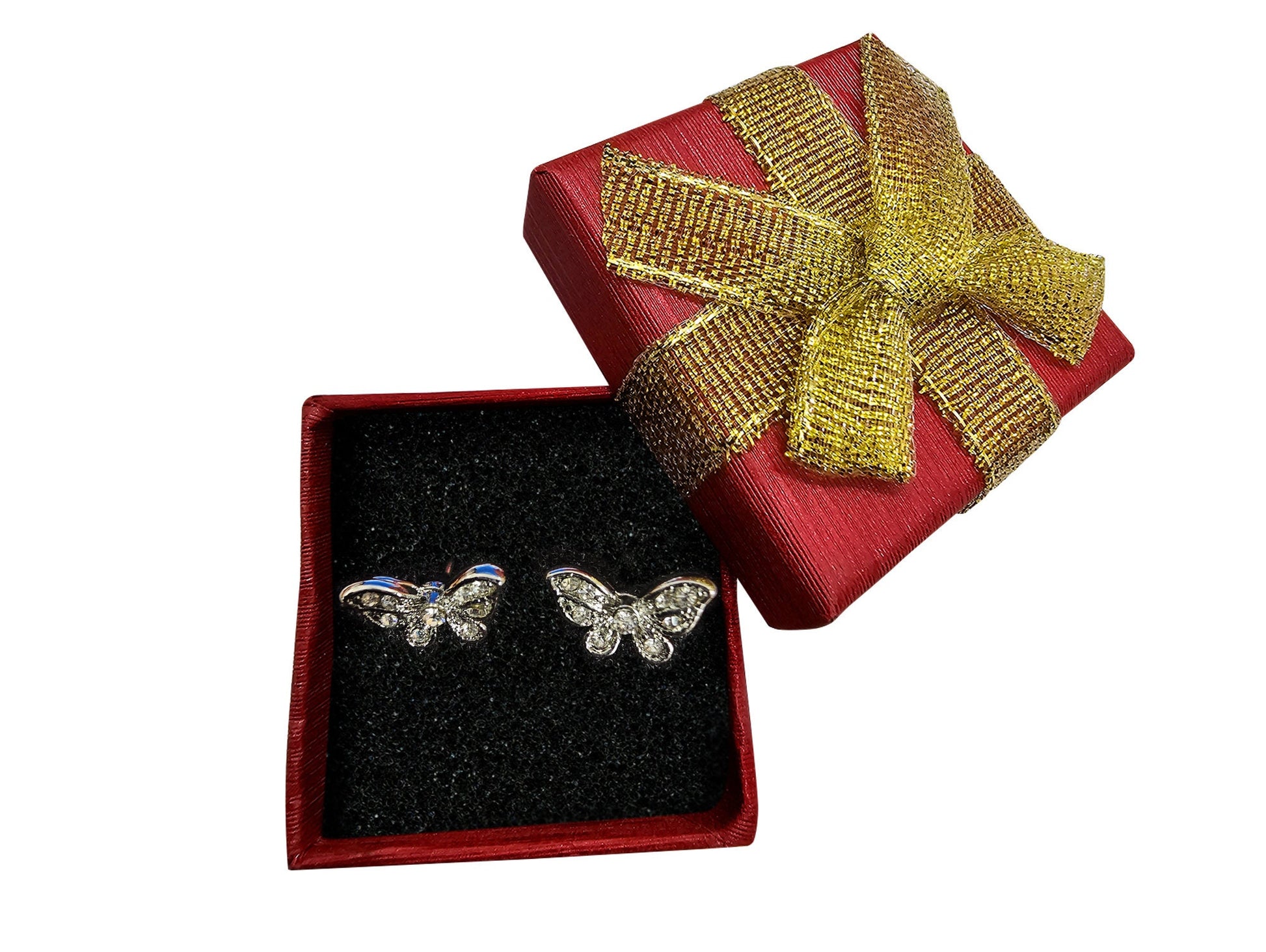 Butterfly Stud Earring with CZ Crystals - Fluttering Beauty - Statement Earrings - Butterfly Studs for Nature Lovers - Packed in a Gift Box