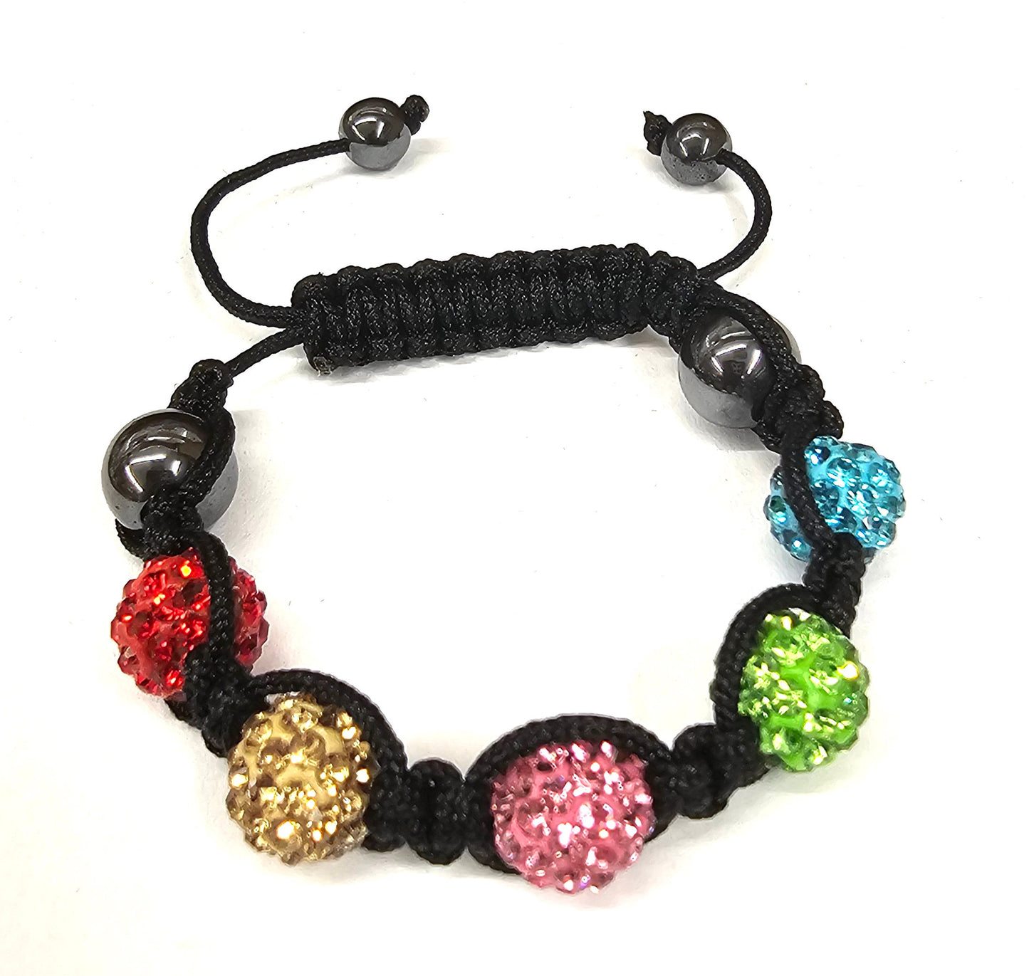 Children Braided Bracelet with Disco Ball filled with CZ Crystals - Macramé bracelet - Adjustable Bracelet