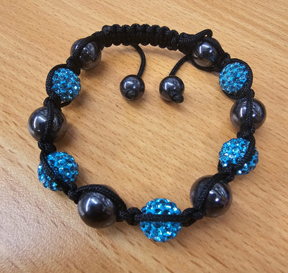 Hematite Bracelet Jewelry with CZ Crystals - Tibetan Inspired Bracelet - Macramé bracelet - Adjustable - Available in many colors