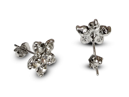 Sparkling Flower Stud Earrings with CZ Crystals - beautiful flower shaped earrings Gift for Her - Packed in a Gift Box