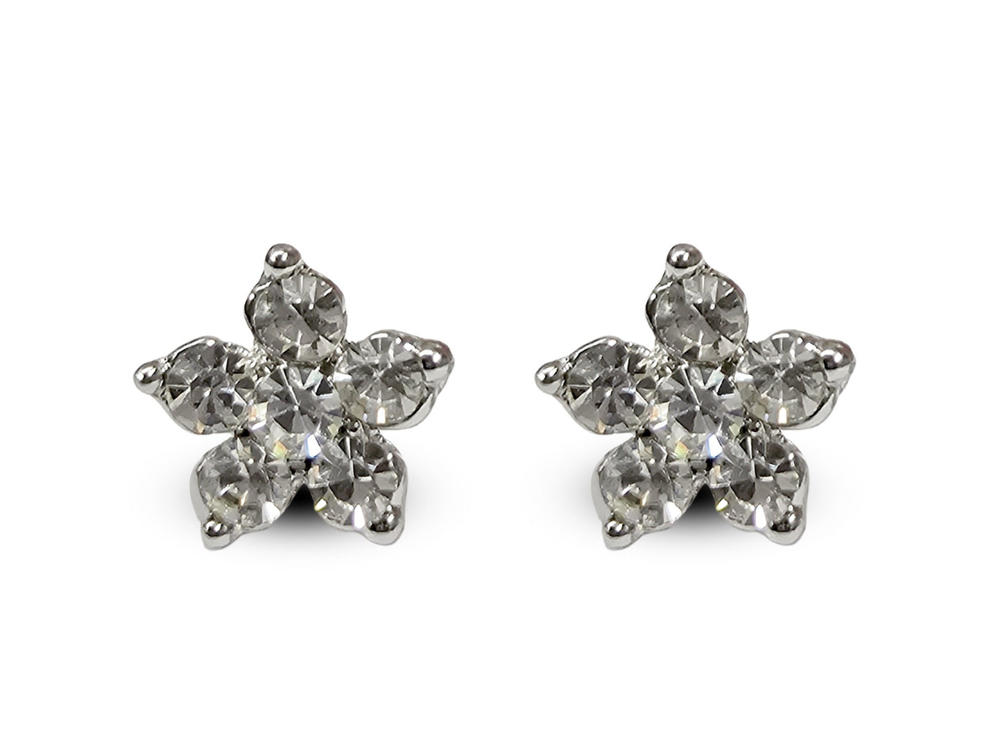 Sparkling Flower Stud Earrings with CZ Crystals - beautiful flower shaped earrings Gift for Her - Packed in a Gift Box