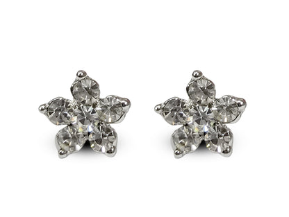 Sparkling Flower Stud Earrings with CZ Crystals - beautiful flower shaped earrings Gift for Her - Packed in a Gift Box