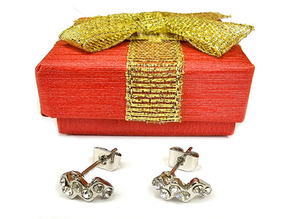 Sparkling Zigzag Stud Earrings with CZ Crystals - Earrings Gift for Her - Packed in a Gift Box