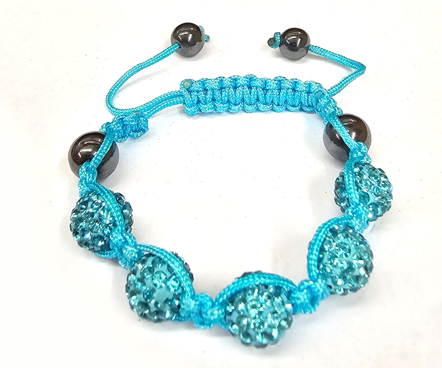 Children Braided Bracelet with Disco Ball filled with CZ Crystals - Macramé bracelet - Adjustable Bracelet