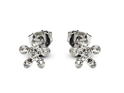 Flower Shape Stud Earrings with CZ Crystals - Sparkling 5 Petals Flower Earrings - Kittens - Packed in a Gift Box