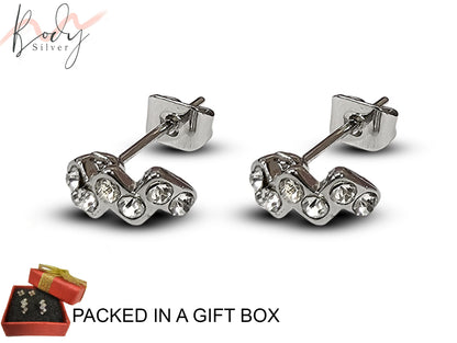 Sparkling Zigzag Stud Earrings with CZ Crystals - Earrings Gift for Her - Packed in a Gift Box