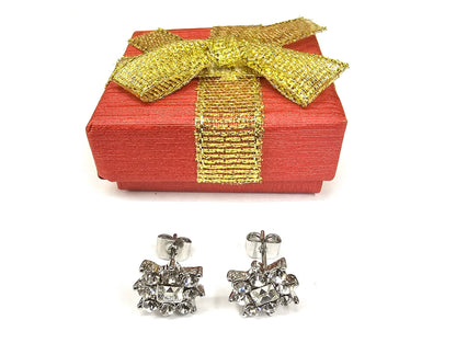 Luxury Style Stud Earrings Jewelry with CZ Crystals - Rectangle shaped earrings Gift for Her - Packed in a Gift Box