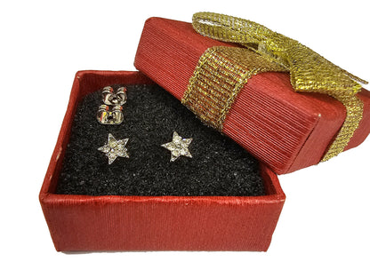 Cute Star Stud Earrings with CZ Crystals - Star Shaped earrings Gift for Her - Packed in a Gift Box