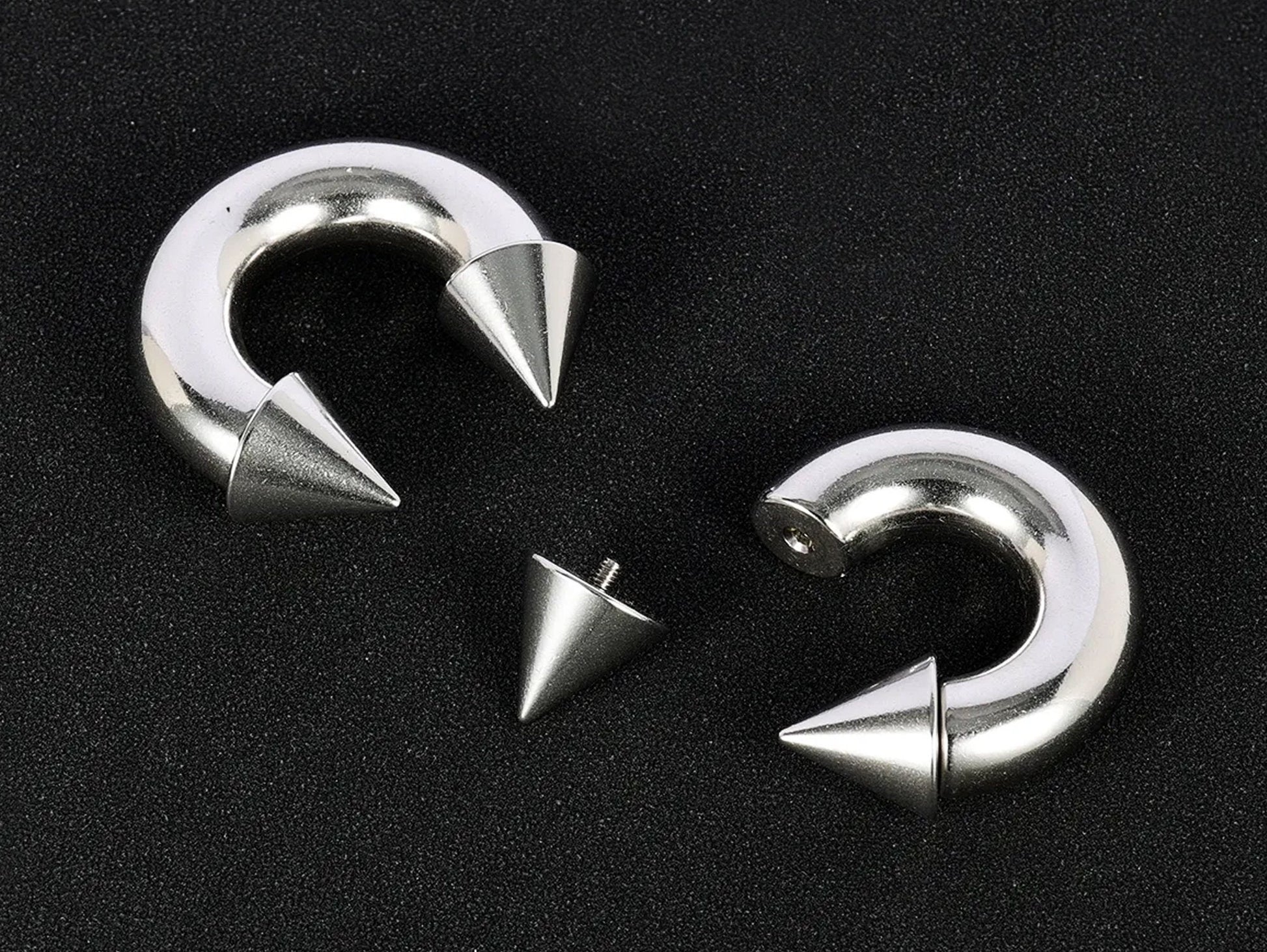 Spike Horseshoe Barbell, Septum Ring - Nose Ring Big Gauge Size - Horseshoe Piercing for Tragus Helix Eyebrow, Nipple Ear Piercings