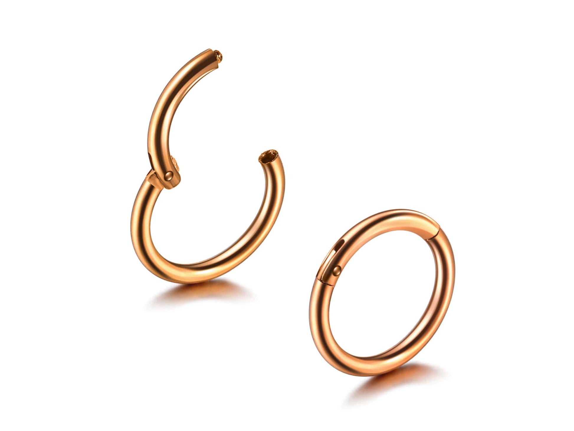 14K Rose Gold Lip Ring, Segment Hinged Ring, Nose Septum Ring - 16G Nose Ring Body Jewellery, Body Piercing Ring