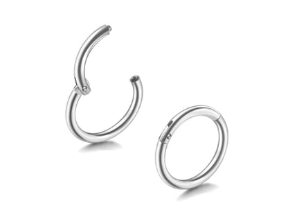 14K White Gold Clicker Hoops Nose Ring, Septum Ring, Lip Jewellery Helix Ring - 18G & 16G Nose Ring Body Jewellery, Body Piercing Ring