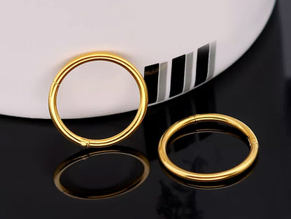 14K Gold Nose Septum Clicker Hinged Ring, Lip Rings, Earring - 16G Nose Ring Body Jewellery, Body Piercing Ring