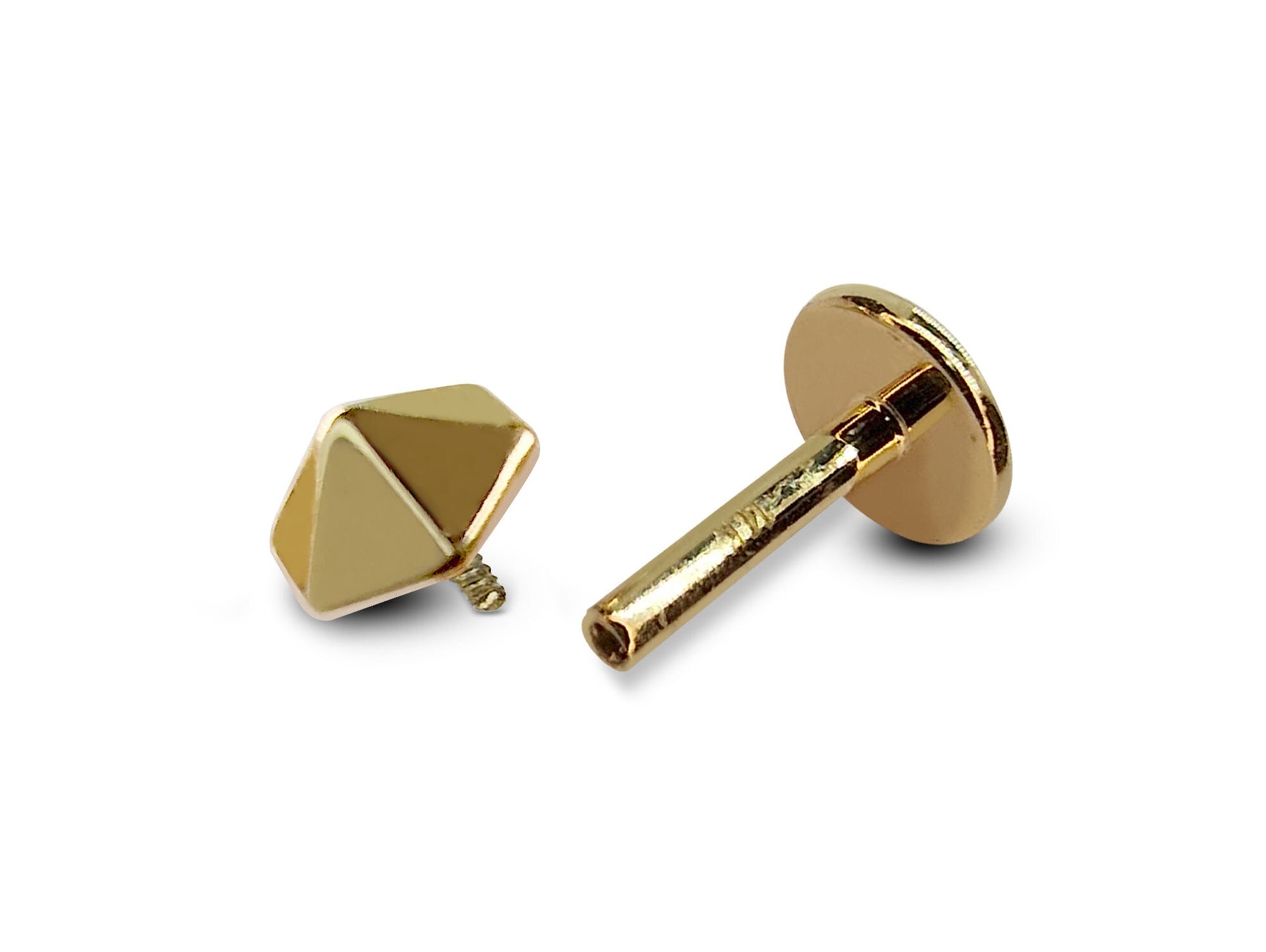 14K Gold Umbrella Top Tragus Earring, Cartilage Labret Stud Piercing - Internally Threading Body Jewellery Ear Piercing