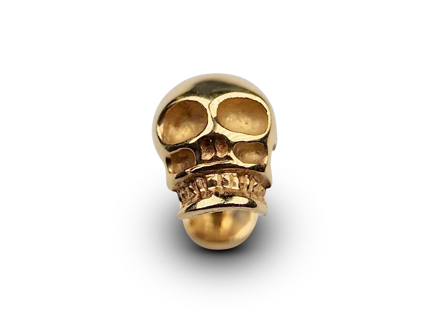 14K Gold Skull Head Tragus Earring, Labret Stud, Helix, Cartilage Piercing - Internally Threading Body Jewellery Ear Piercing