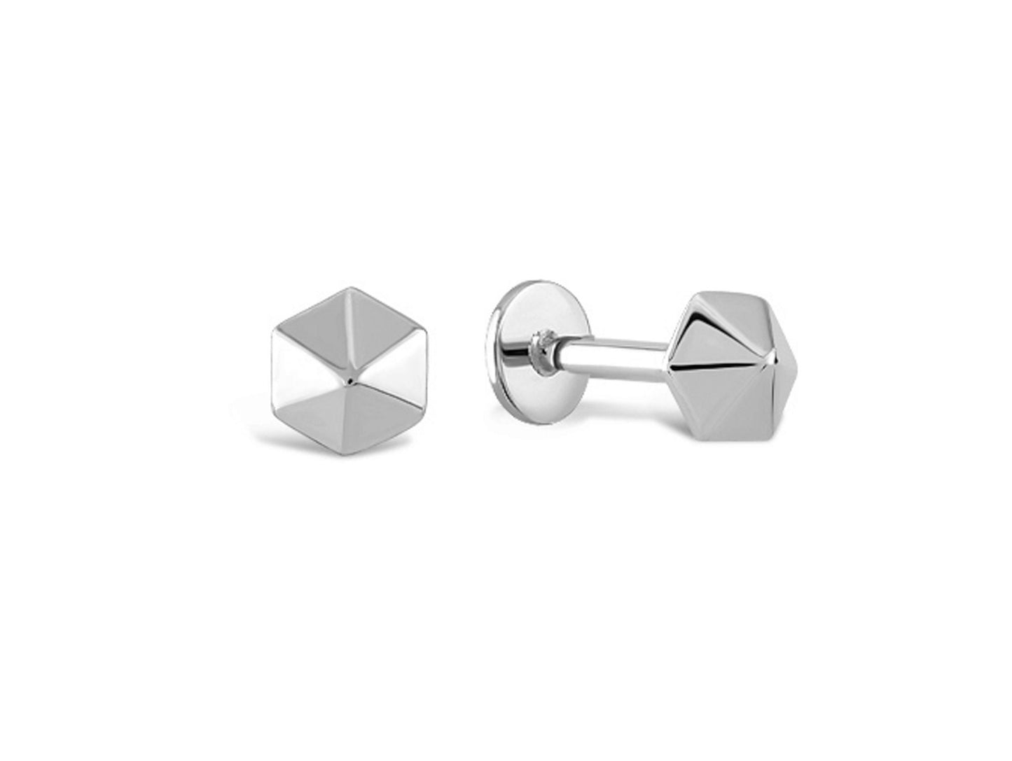 14K White Gold Umbrella Tragus Earring, Labret Stud, Helix Cartilage Piercing - Internally Threading Body Jewellery Ear Piercing