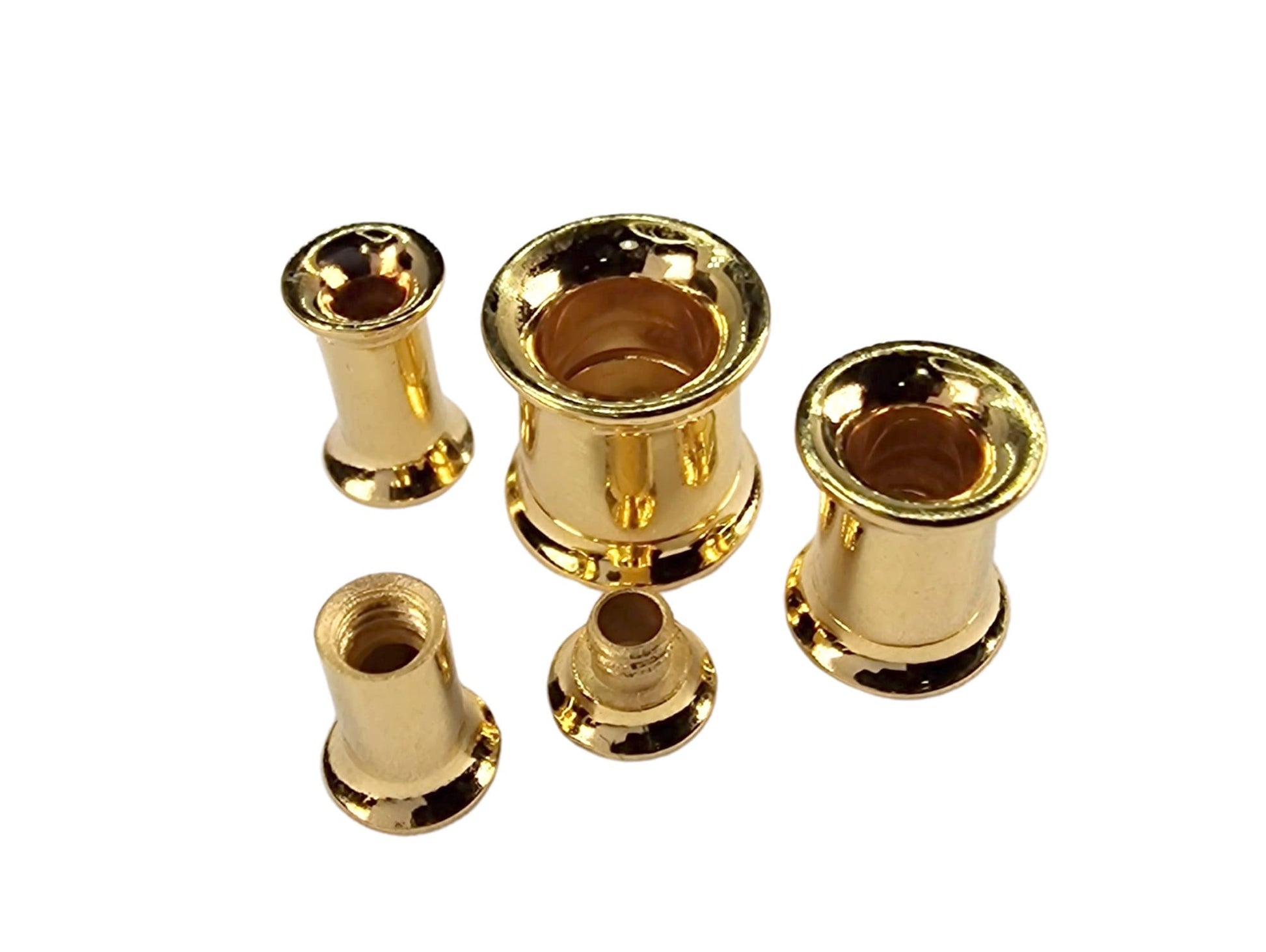 14K Gold Double Flared Plugs Earrings - 2g 4g 6g 8g 0g Ear Tunnel Stretcher Plugs, Flared Eyelet - Expander Body Piercing