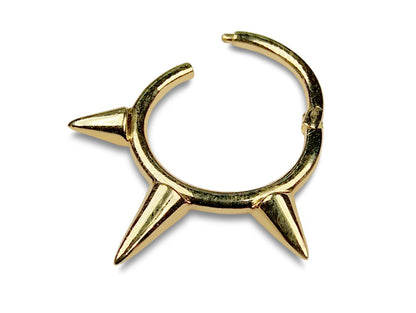 14K Gold Spike Clicker Ring, Septum Piercing, Forward Helix Ring - 16G Body Jewellery Segment Hinged Ring, Nose Ring size 10mm