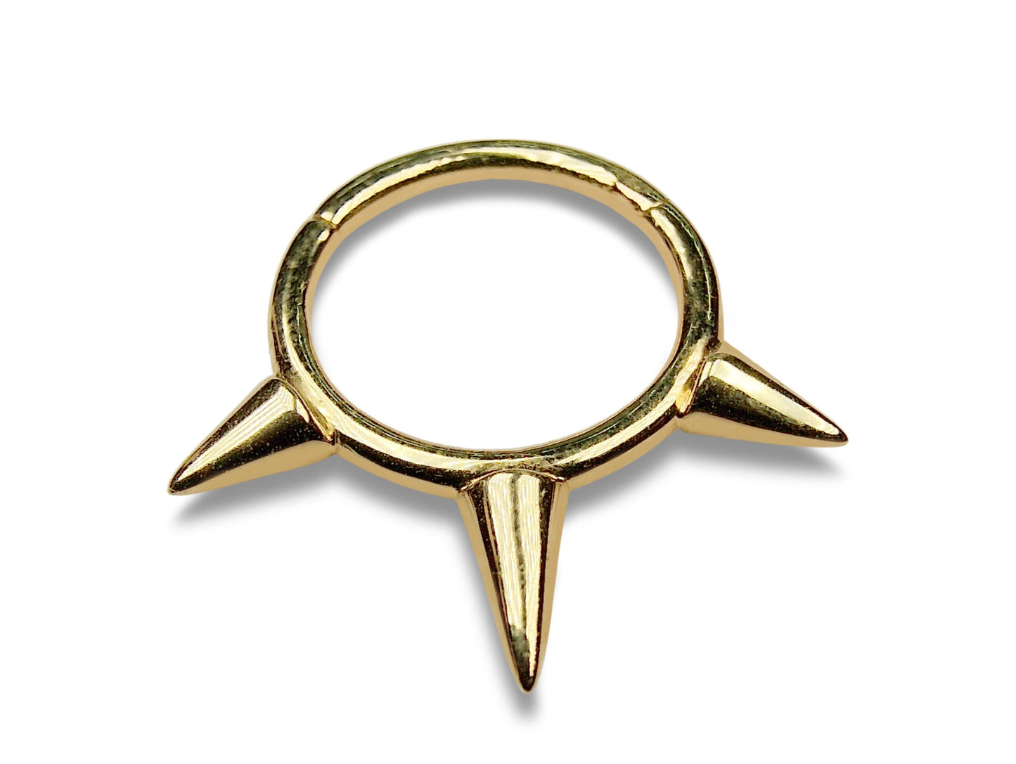 14K Gold Spike Clicker Ring, Septum Piercing, Forward Helix Ring - 16G Body Jewellery Segment Hinged Ring, Nose Ring size 10mm