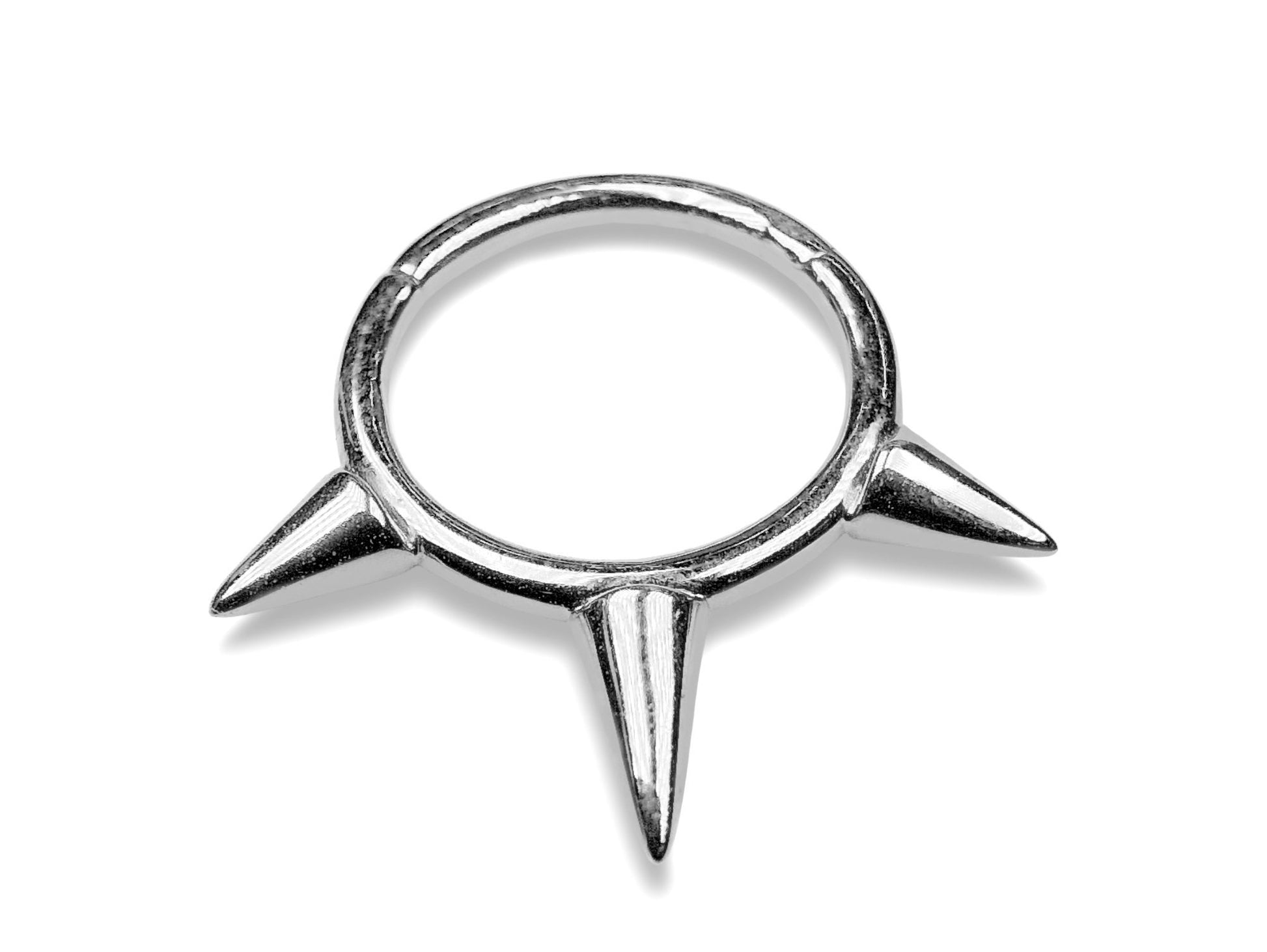 14K White Gold Spike Clicker Hoop, Septum Piercing, Forward Helix Ring - 16G Body Jewellery Segment Hinged Ring, Nose Ring size 10mm