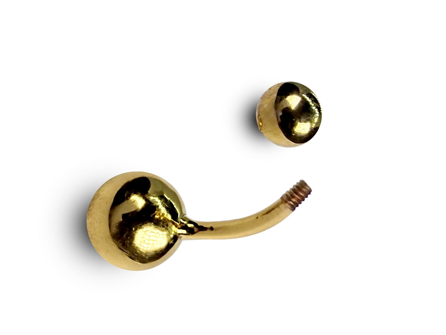 Hand Crafted 14K Real Gold Bely Belly Bar with 9mm Bottom Ball - Light weight for Comfort - 14g Length is 8mm to 12mm