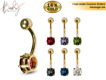 Elegant Solid 14K Gold Belly Button Rings with Highest Quality Crystals - Gold Body Jewellery for someone Special