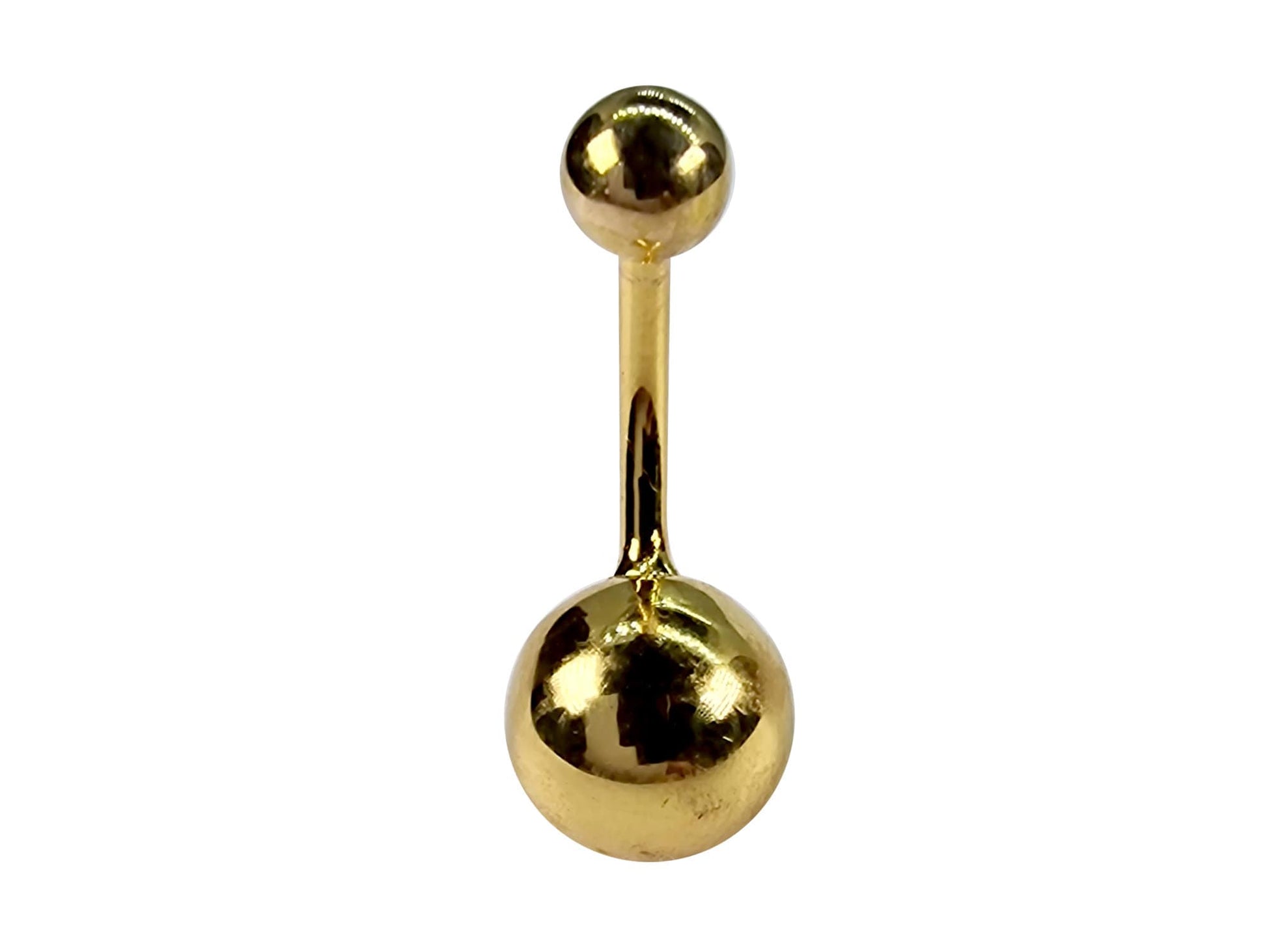 Hand Crafted 14K Real Gold Bely Belly Bar with 9mm Bottom Ball - Light weight for Comfort - 14g Length is 8mm to 12mm