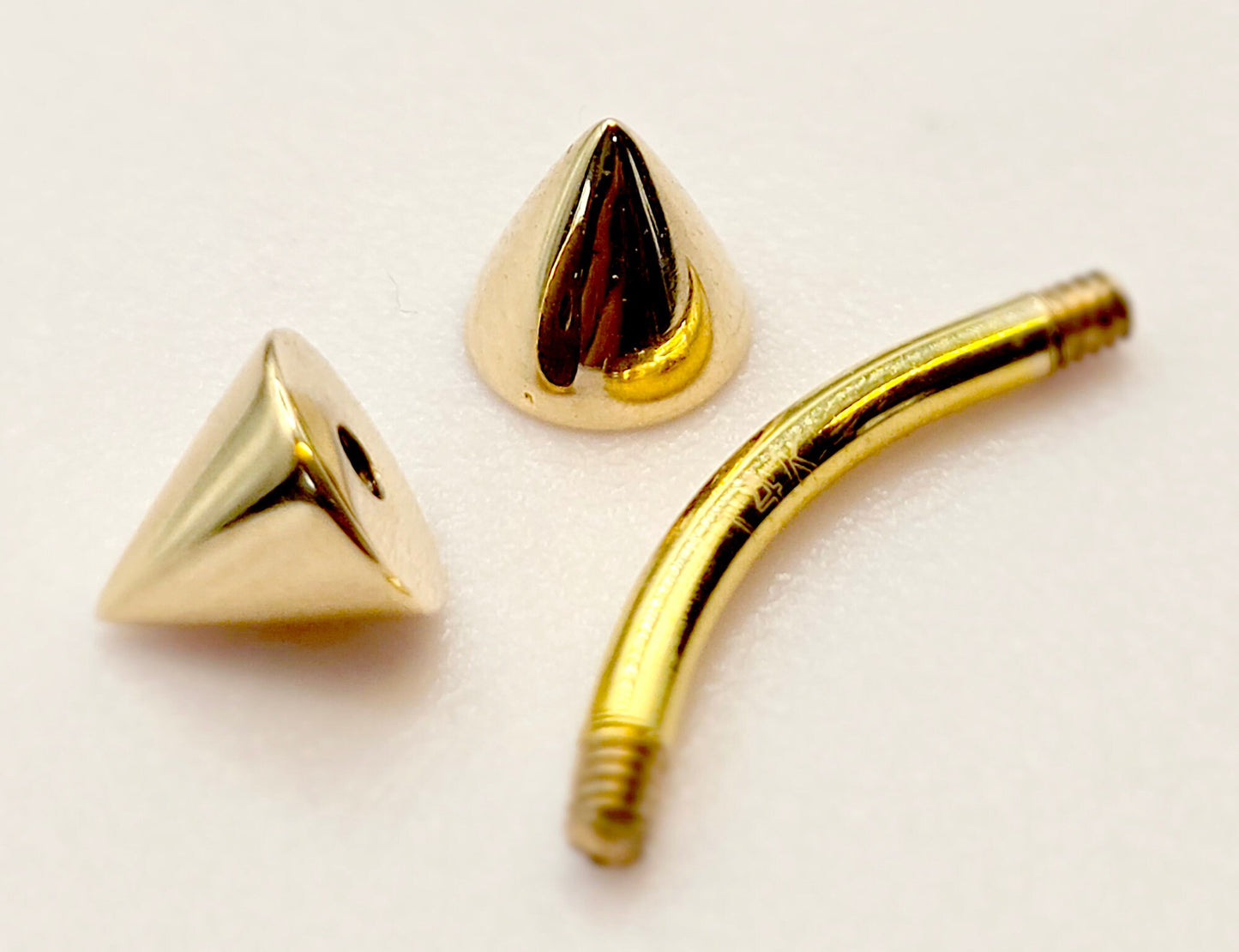 Spike Eyebrow Piercing, Cone Eyebrow Jewellery Curved barbell - 14K Gold Piercing Bent Bar for Eyebrow Studs