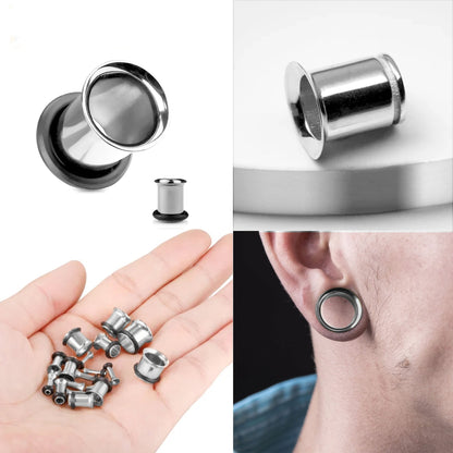 14K White Gold Ear Stretching Single Flare Plugs - Ear Tunnel Stretcher Plug, Single Flare Eyelet - Ear Expander Body Piercing