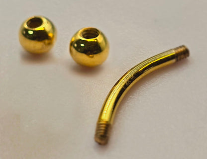 Eyebrow Piercing, Eyebrow Jewellery Curved barbell - 14K Gold Piercing Bent Bar for Eyebrow Studs