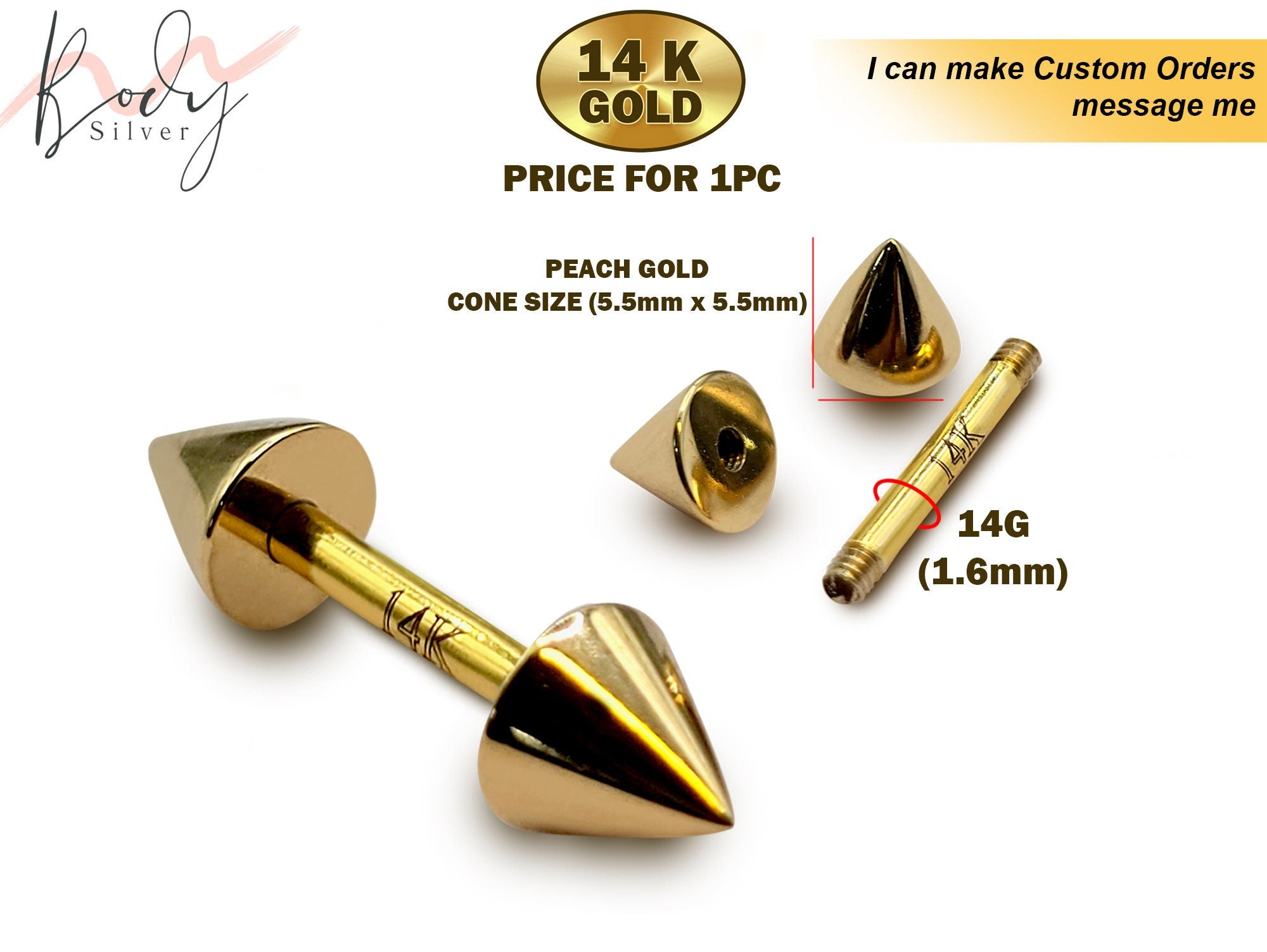 14 karat gold body deals barbell