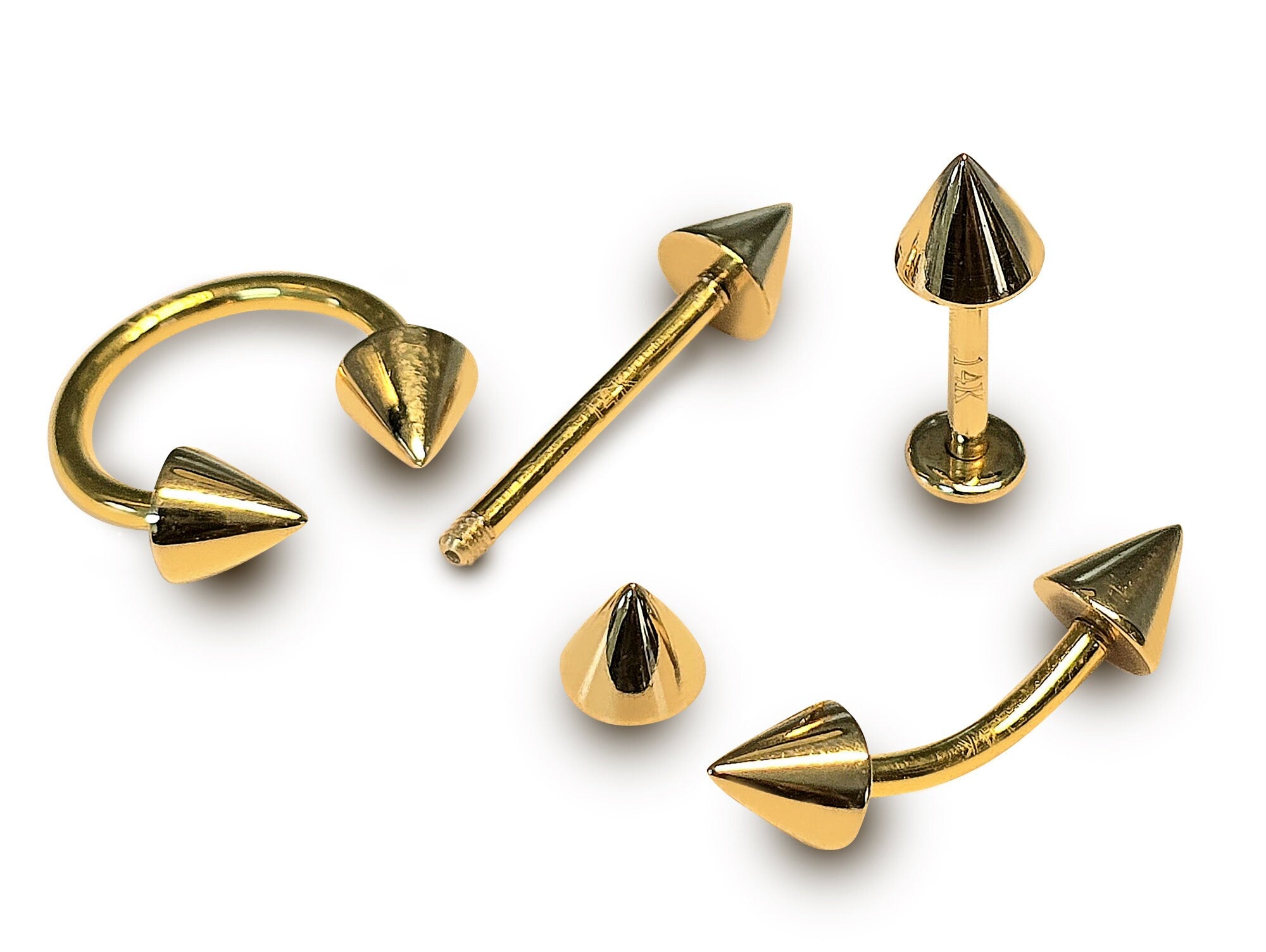 14 cheapest Karat Gold Spike Cone Curved Barbell - 10mm