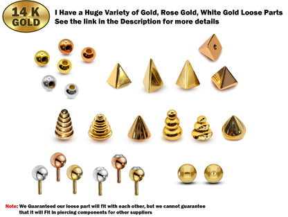 14K Solid Gold Top Piercing Parts - Unique Design Replacement for Body Jewellery Piercing Balls - Piercing Attachments