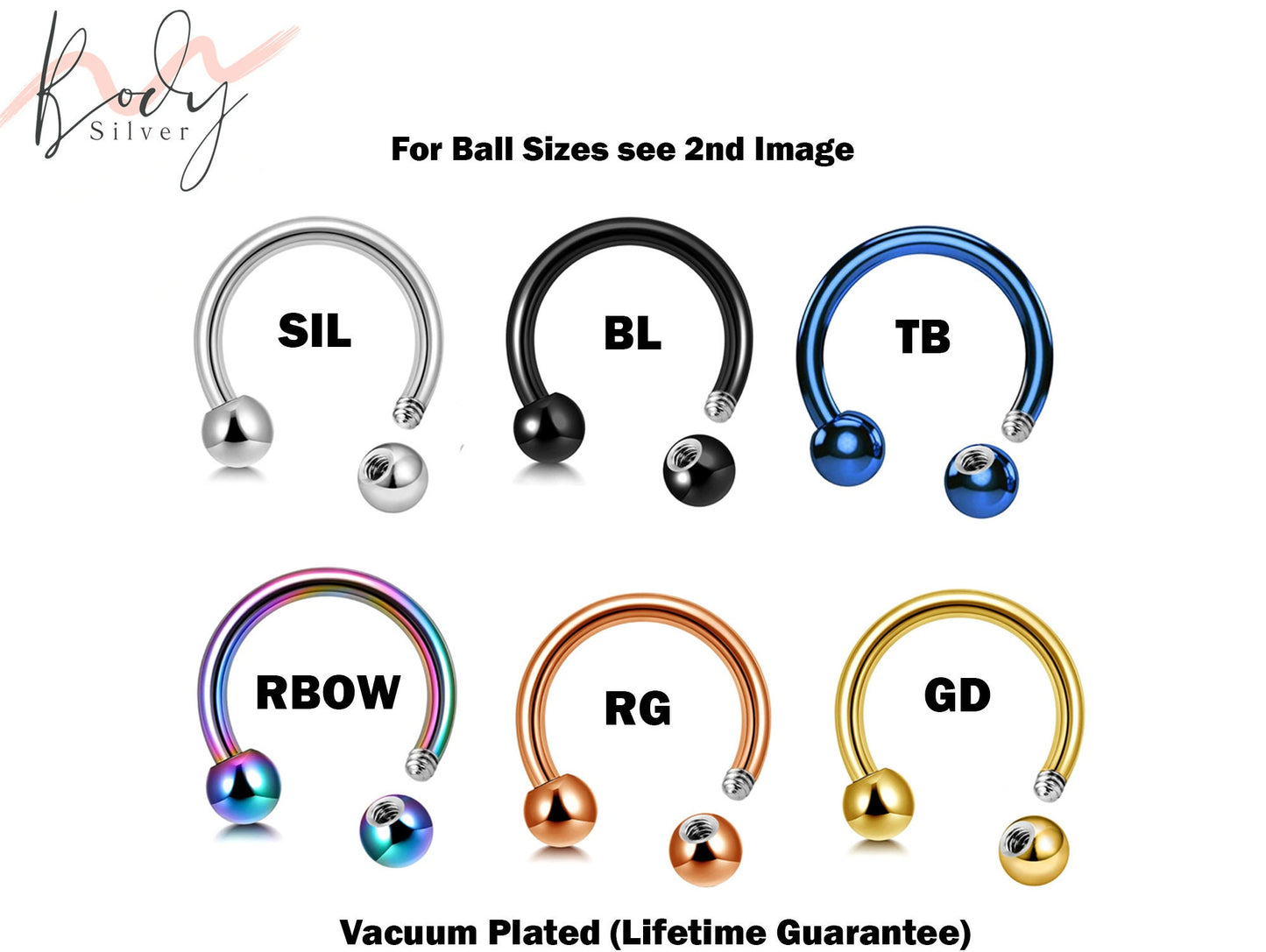 Septum Barbell, Nipple Barbell - Horseshoe Septum 18g 16g 14g Ear Piercing, Nose Piercing, Helix Piercing Jewelry in many Colours