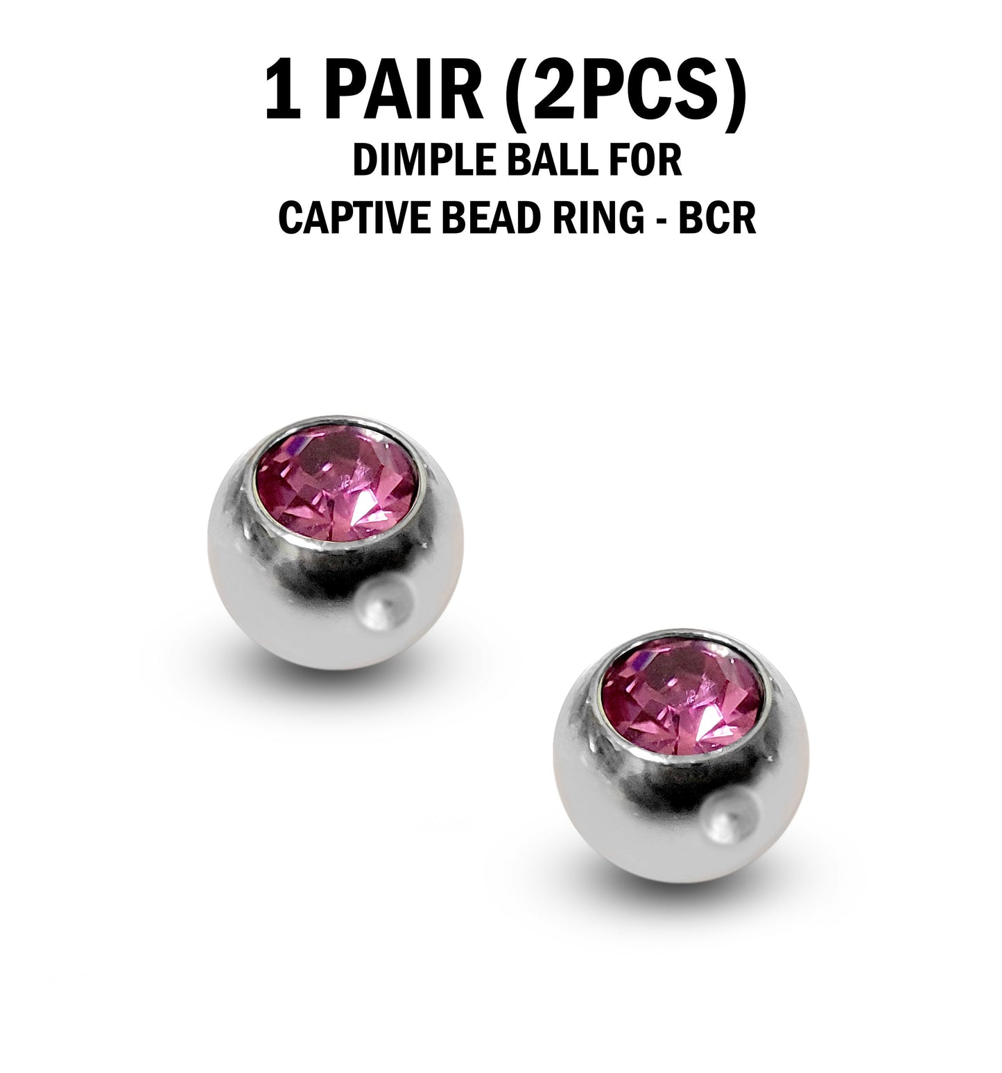 CZ Crystal Dimple Balls for BCR Ring: Titanium (2pcs)