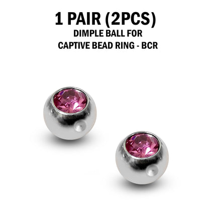 CZ Crystal Dimple Balls for BCR Ring: Titanium (2pcs)