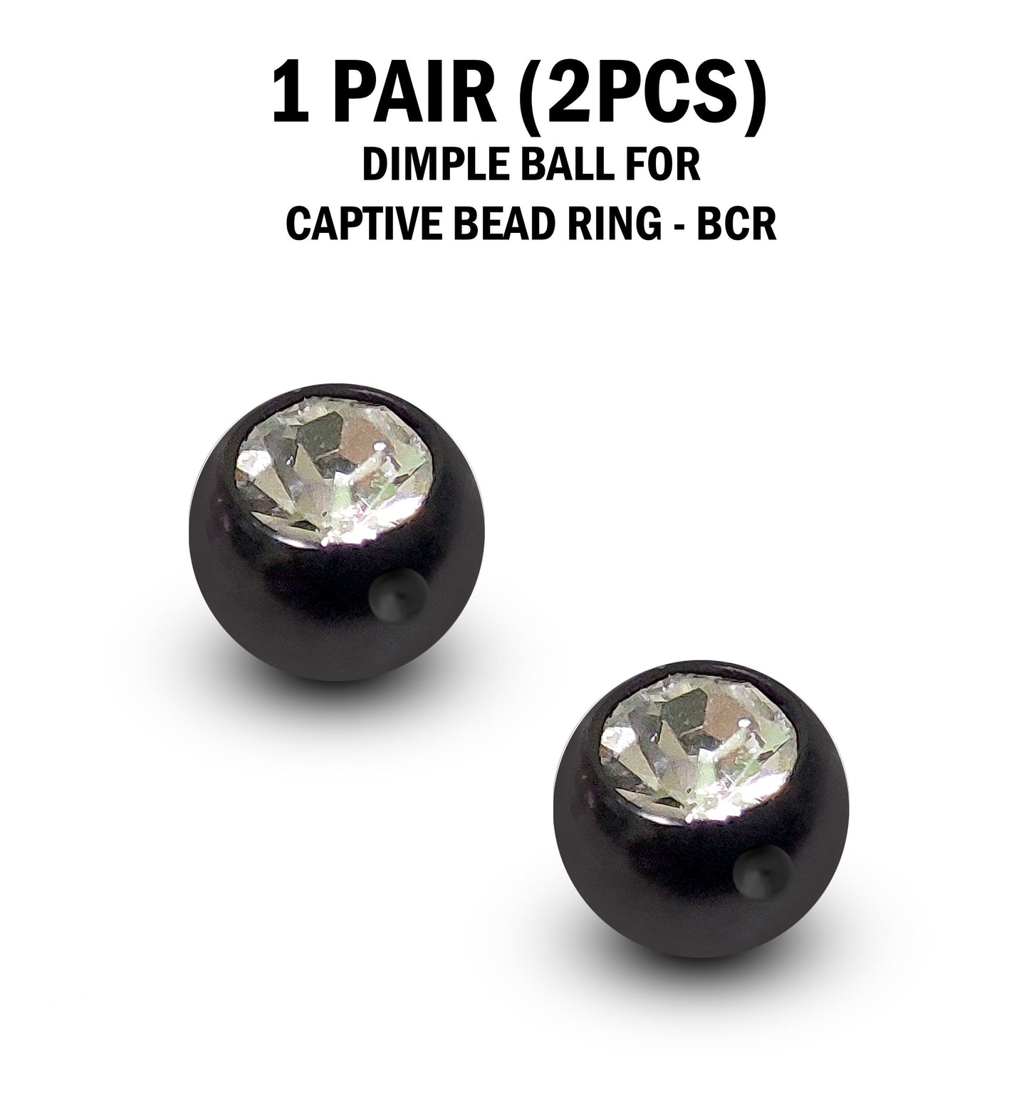 CZ Crystal Dimple Balls (2pcs): Titanium BCR Replacement Part