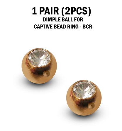 CZ Crystal Dimple Balls (2pcs): Titanium BCR Replacement Part
