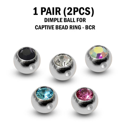 CZ Crystal Dimple Balls for BCR Ring: Titanium (2pcs)
