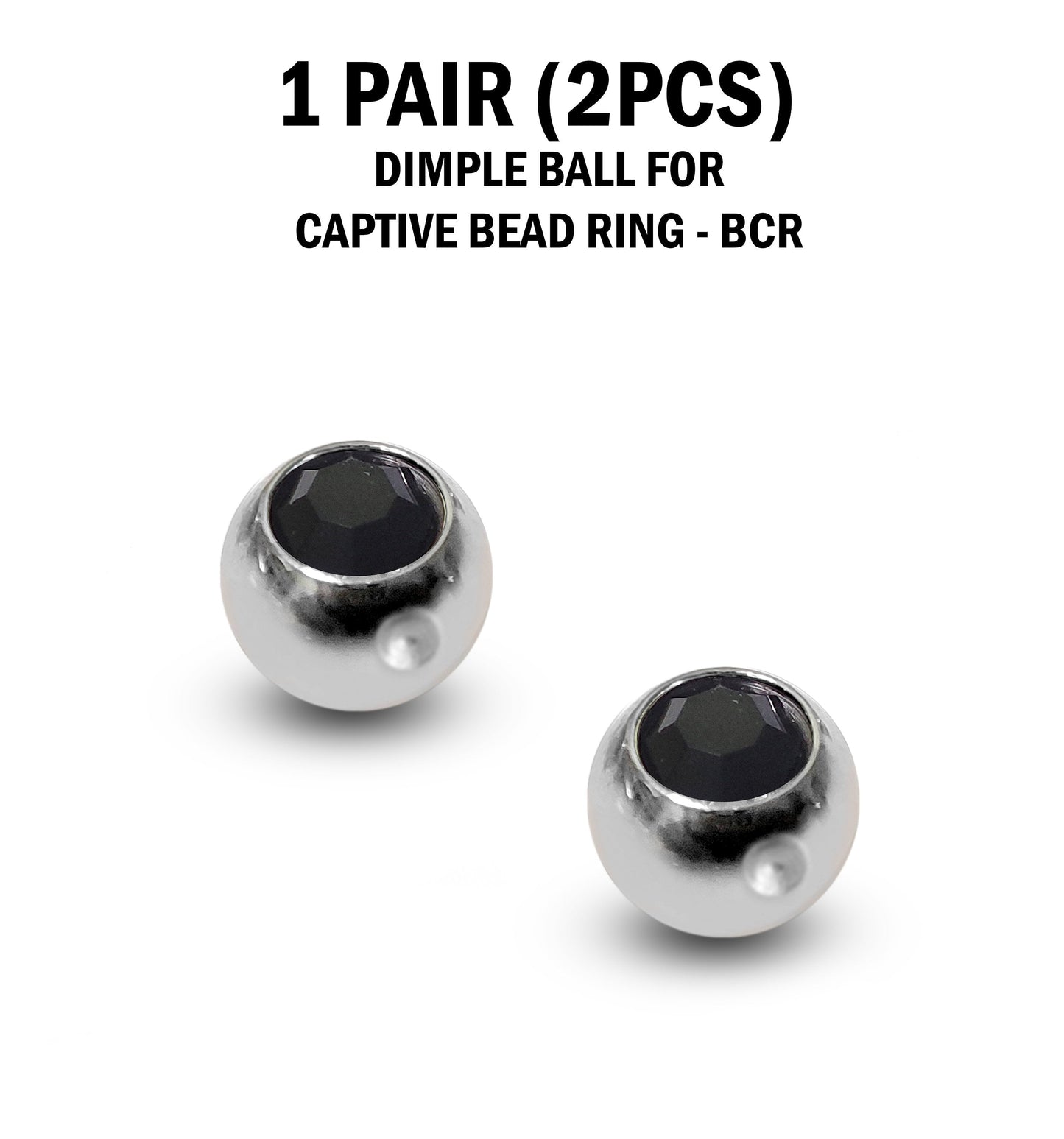 CZ Crystal Dimple Balls for BCR Ring: Titanium (2pcs)
