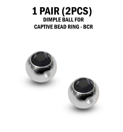 CZ Crystal Dimple Balls for BCR Ring: Titanium (2pcs)