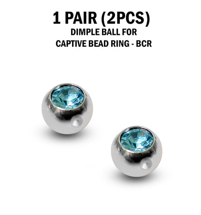 CZ Crystal Dimple Balls for BCR Ring: Titanium (2pcs)
