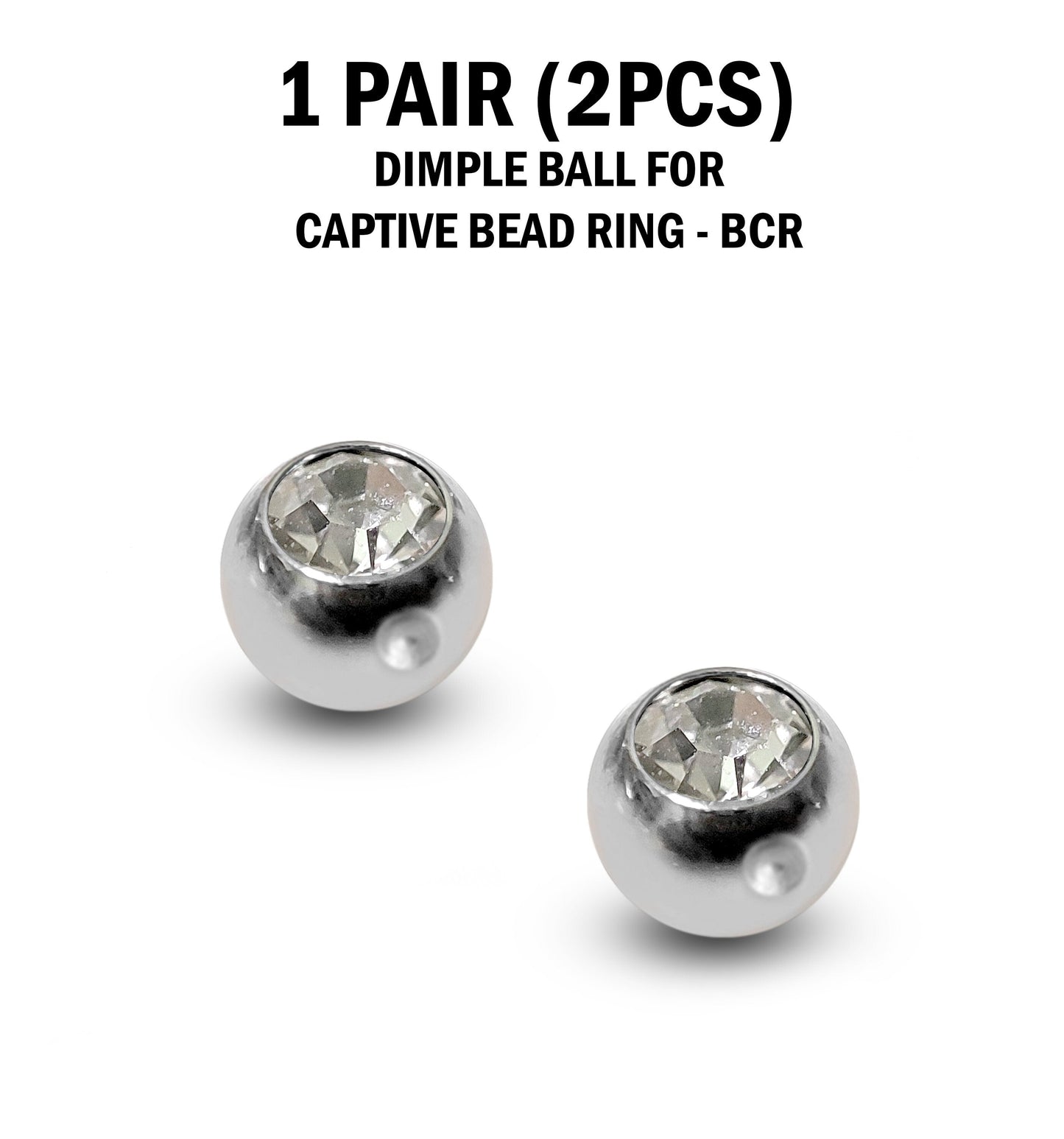 CZ Crystal Dimple Balls (2pcs): Titanium BCR Replacement Part